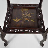 Japanese pedestal table in carved wood and lacquered panels, France, circa 1880