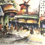 Engraving moulin rouge paris