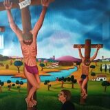 Oil painting on canvas Cesare Marchesini (Monza 1939) - Naive