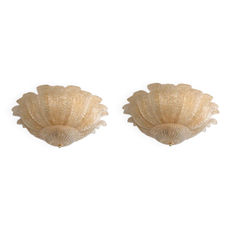 Murano Style Glass Sputnik Chandelier Flush Mounts - a Pair