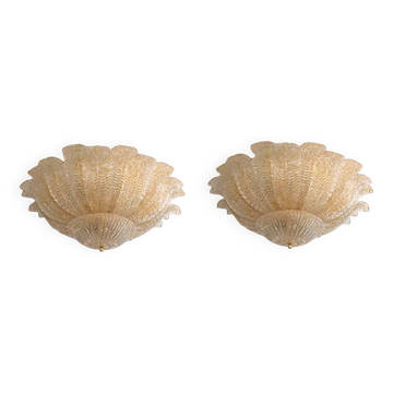 Murano Style Glass Sputnik Chandelier Flush Mounts - a Pair