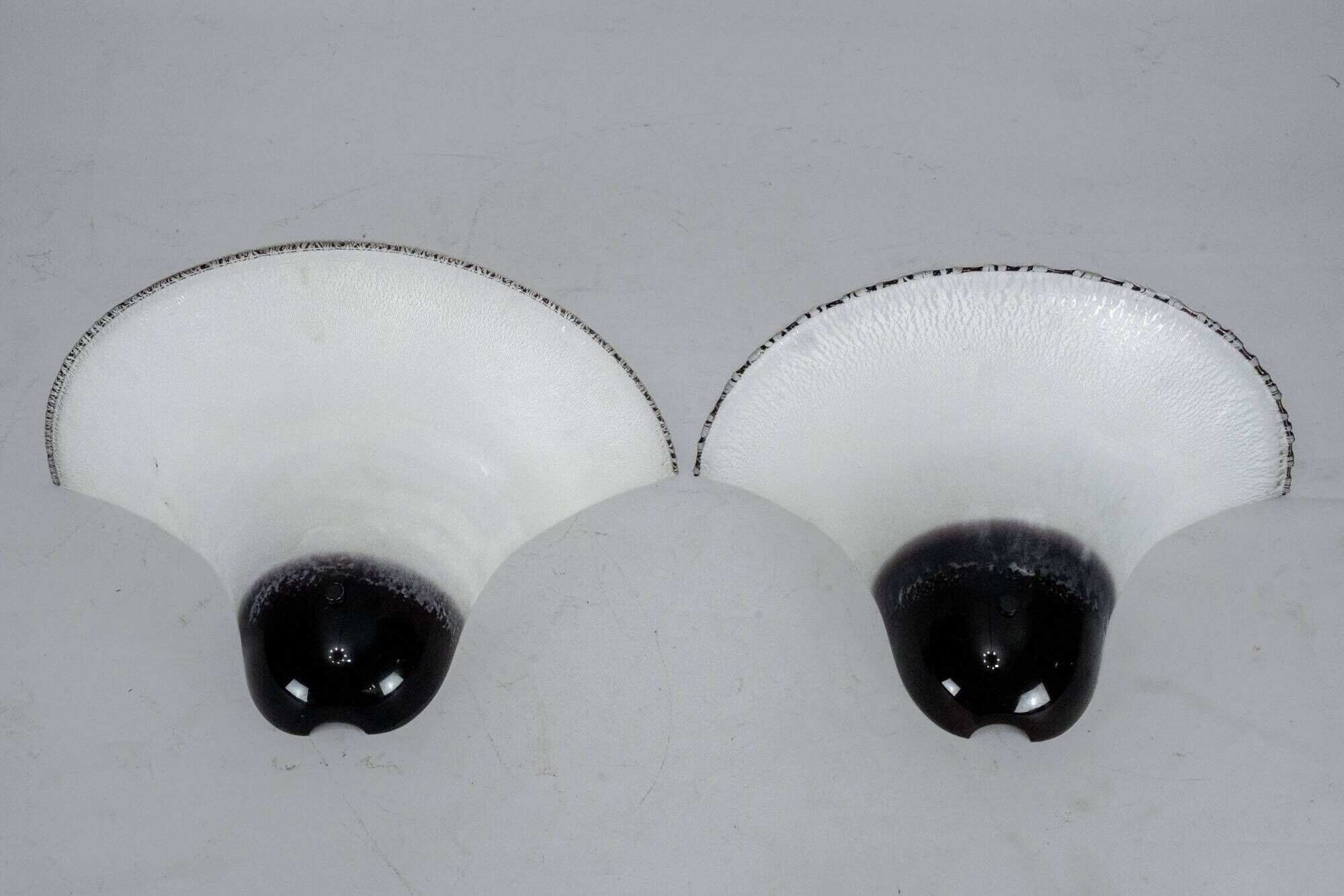 Pair of Large Labeled Barbini Murano Glass Wall Sconces. Italy 1970s
