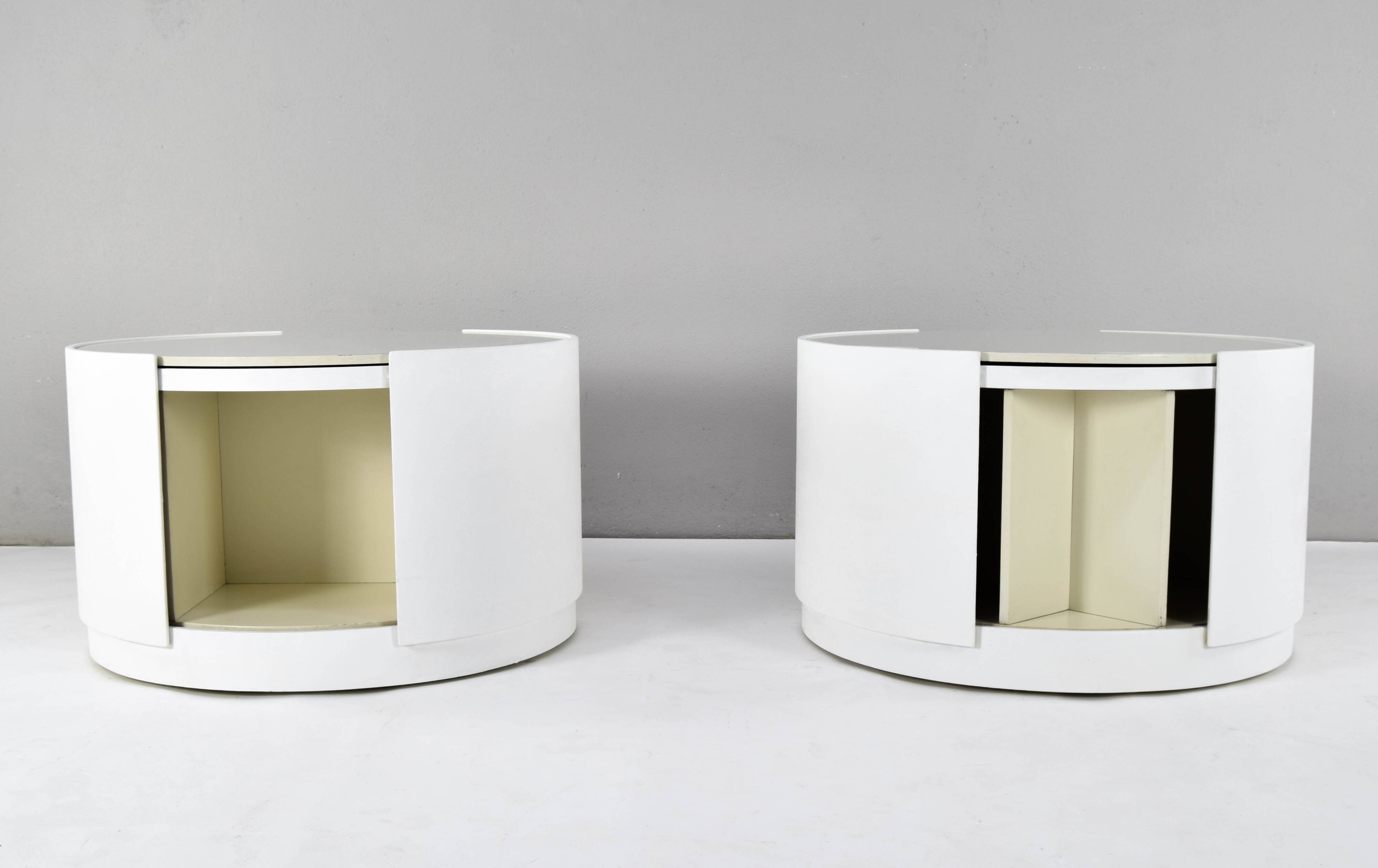 Set of Two Eugenio Gerli Tavolino container girevole T128 Revolver Italy 1969