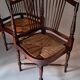 Paire de fauteuils d'angle paillés Jungerstil en acajou 1900.