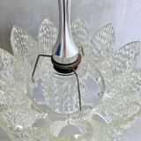 Ice Glass Lamp, Mid-Century Acrylic Pendant Light, Kalmar Era Ceiling Lamp