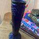 2 vintage cobalt blue pressed glass vases