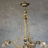 Large Napoleon III period chandelier in bronze and gilt brass