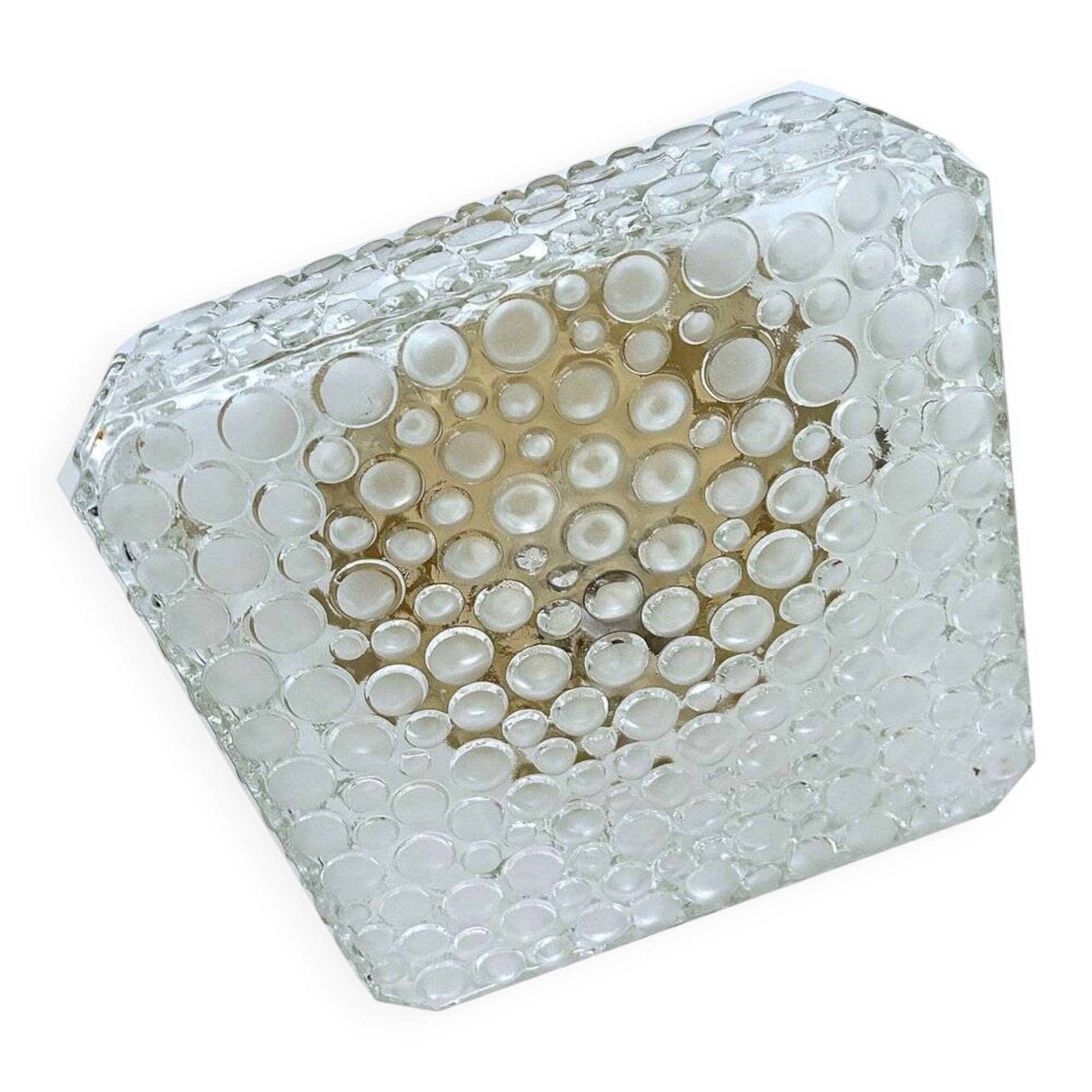 Plafonnier en verre bullé vintage, années 1970