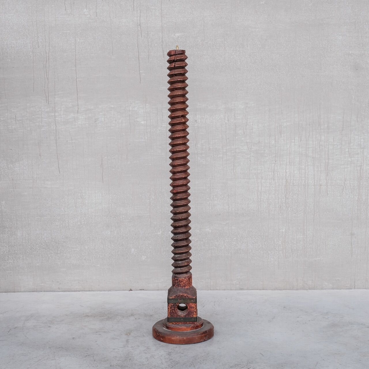 Antique art deco french turned oak floor lamp