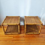 Pair of rattan end table bedside tables