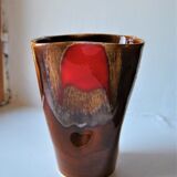 Vallauris vase brown/red - 70s - authentic vintage