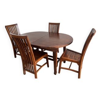 Lot table et chaises en bois