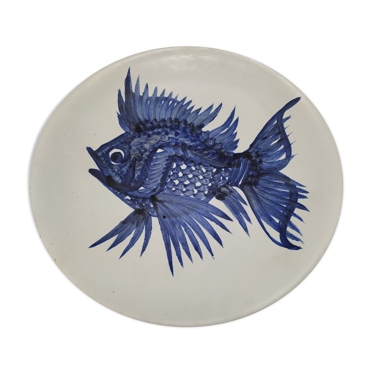 Fish plate by Alain Piclet unique piece Quimper
