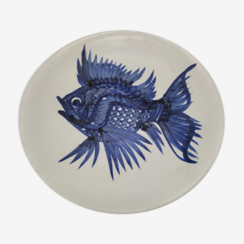 Fish plate by Alain Piclet unique piece Quimper