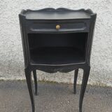 Black patinated 1-drawer bedside table