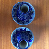 Paire de bougeoirs betschdorf schmitter céramique bleue vintage