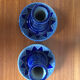 Pair of Bougeoirs BETSCHDORF Schmitter Ceramic Blue Vintage