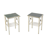 Pair pieces of gold metal glass opalin black 1960s