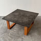 Vintage Belgian slate & oak coffee table, 1970s