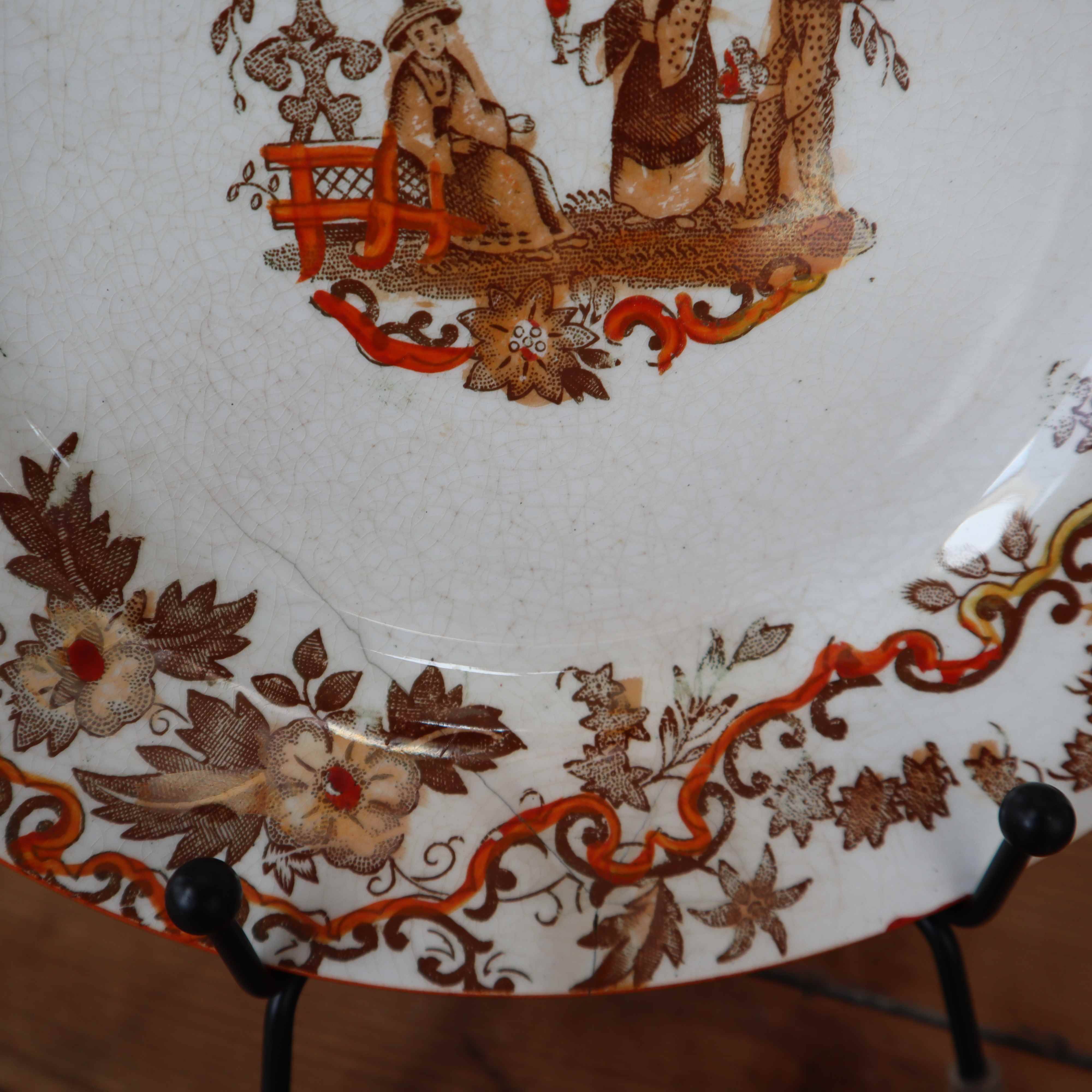 5 Saint-Amand earthenware dessert plates with Chinese decoration