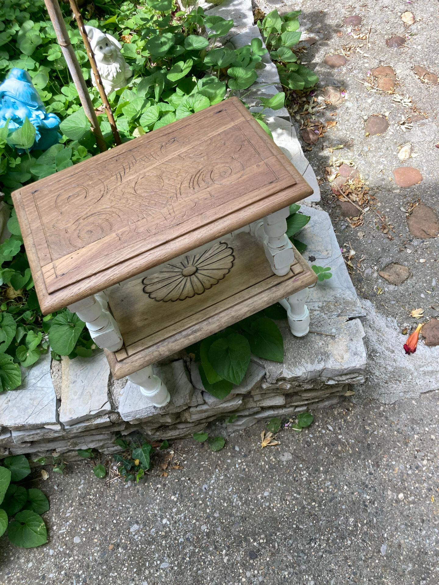 Lot de 2 petits tabourets relookes maison de campagne