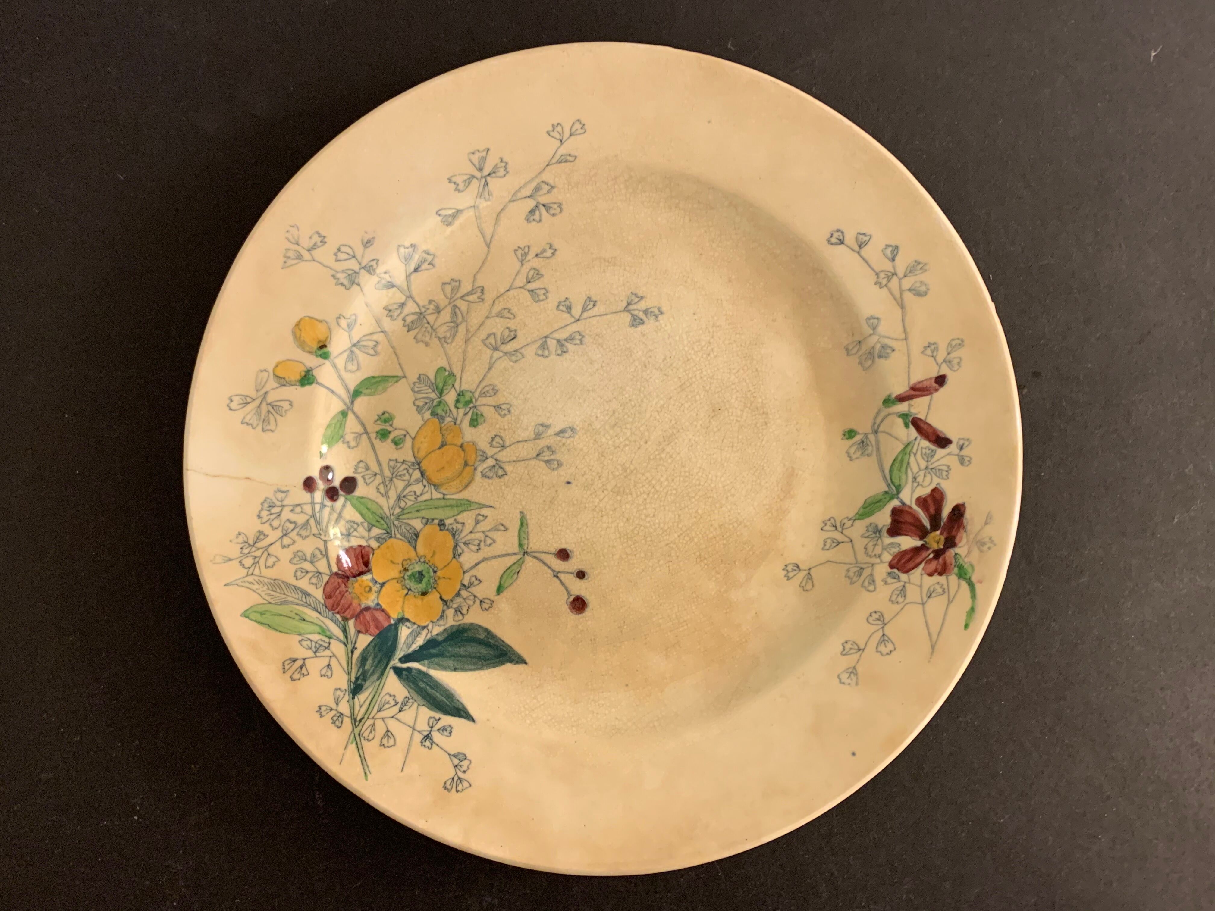 12 old polychrome flat plates Jules Vieillard Bordeaux, 19th century