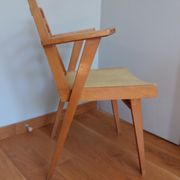 Bridge chair with armrests Scandinavian style yellow skaï