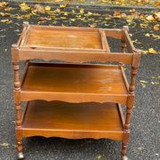 Serving cart/dessert bar trolley on wheels with removable tray