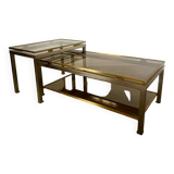 Coffee table in brass and smoked glass designed by Guy Lefèvre for the Jansen house, 1970s/80s