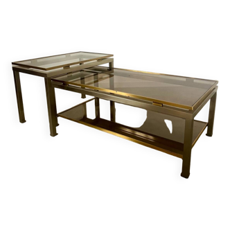 coffee table in brass and smoked glass designed by Guy Lefèvre for the Jansen house, 70s/80s