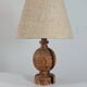 Rare vintage Mid Century brutalist flamed pine table lamp  by Temde