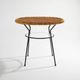 Table basse avec plateau rond en rotin, années 1950