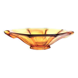 Art Deco style fruit bowl or pocket tray in amber glass from the 50s