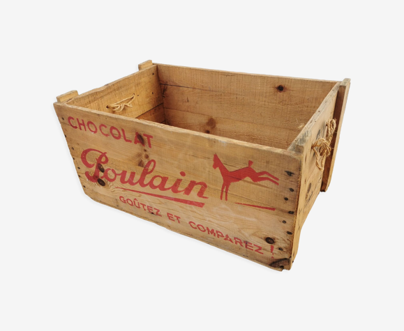 Caisse vintage en bois Chocolat Poulain 1950