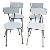 Set of 4 vintage grey chrome Formica kitchen chairs.