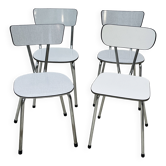 Set of 4 vintage grey chrome Formica kitchen chairs.