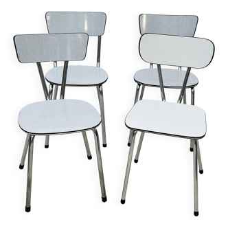 Set of 4 vintage grey chrome Formica kitchen chairs.
