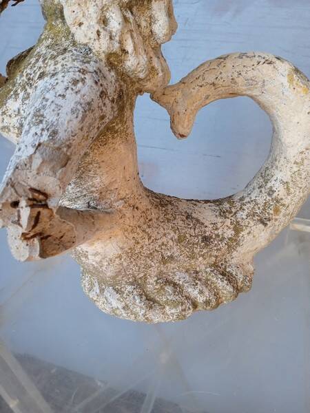 Gargoyle in cement mermaid bugle cathedral ep 1950