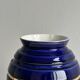 Vintage vase in shiny cobalt blue ceramic, gold edging