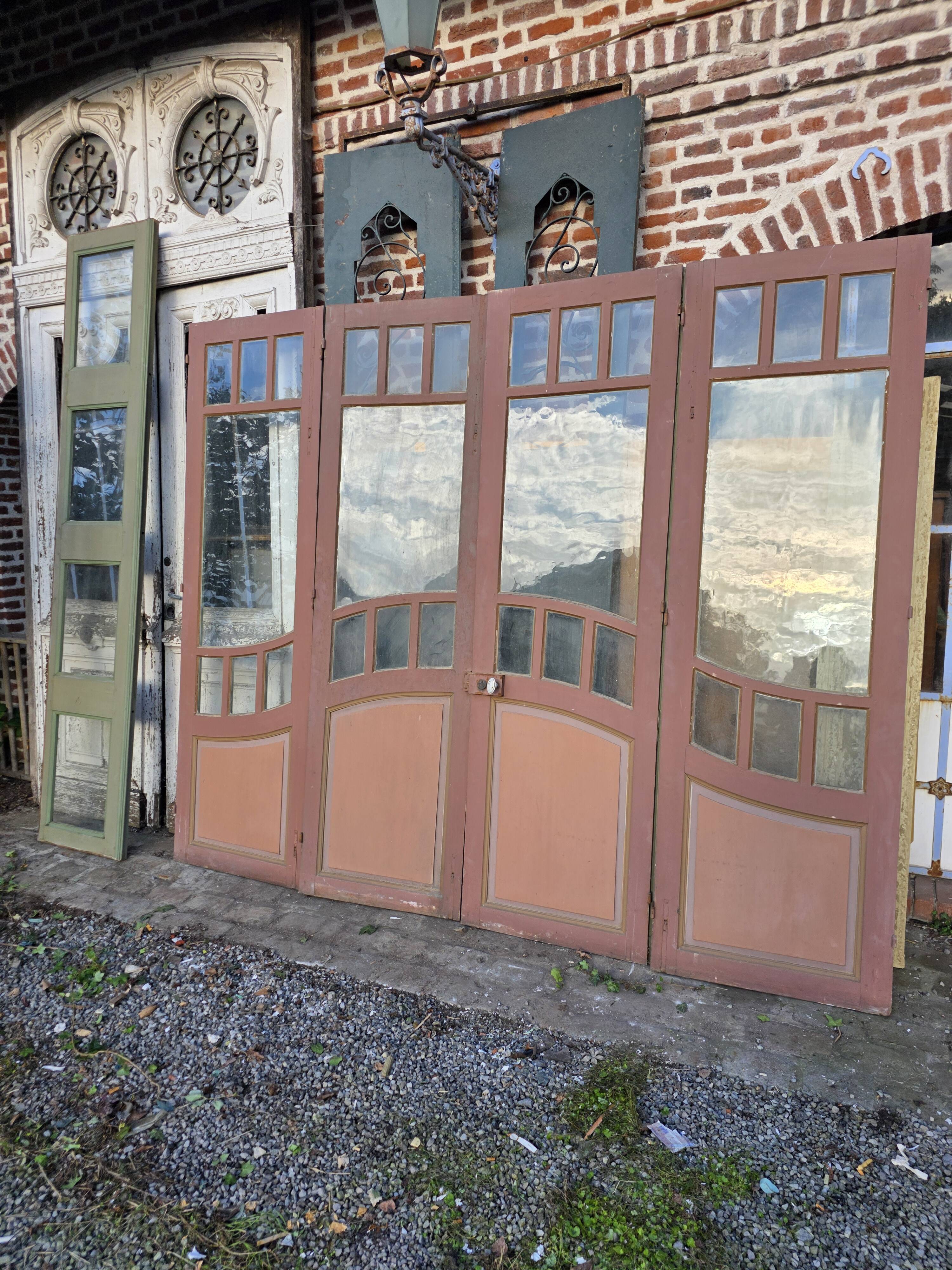 4 Art Nouveau partition doors + transom
