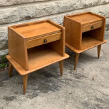 Pair of bedside feet compass solid oak vintage 1950