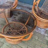 1970s spiral rattan lounge set