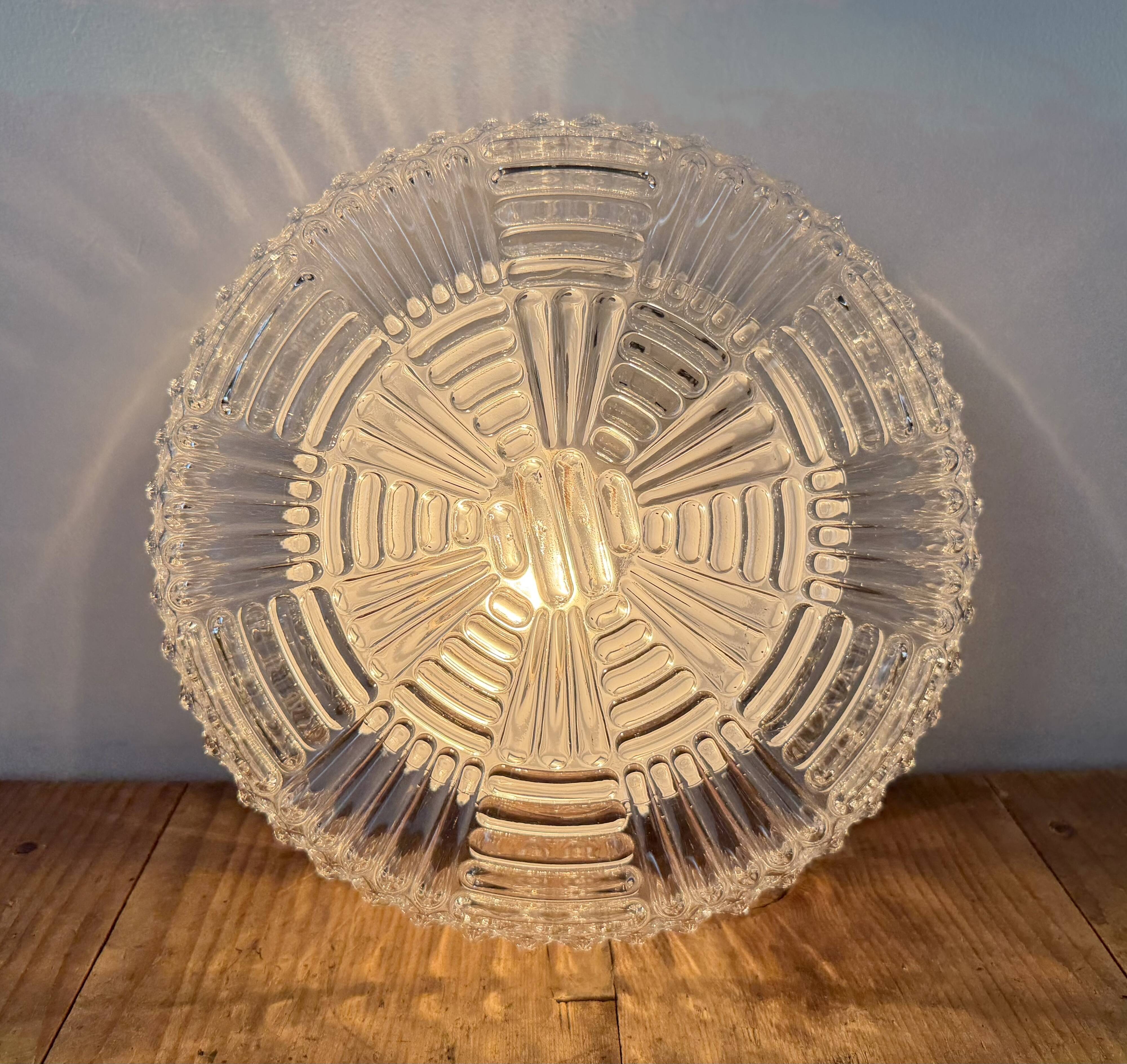 Vintage Glass Wall or Ceiling Light, 1970s