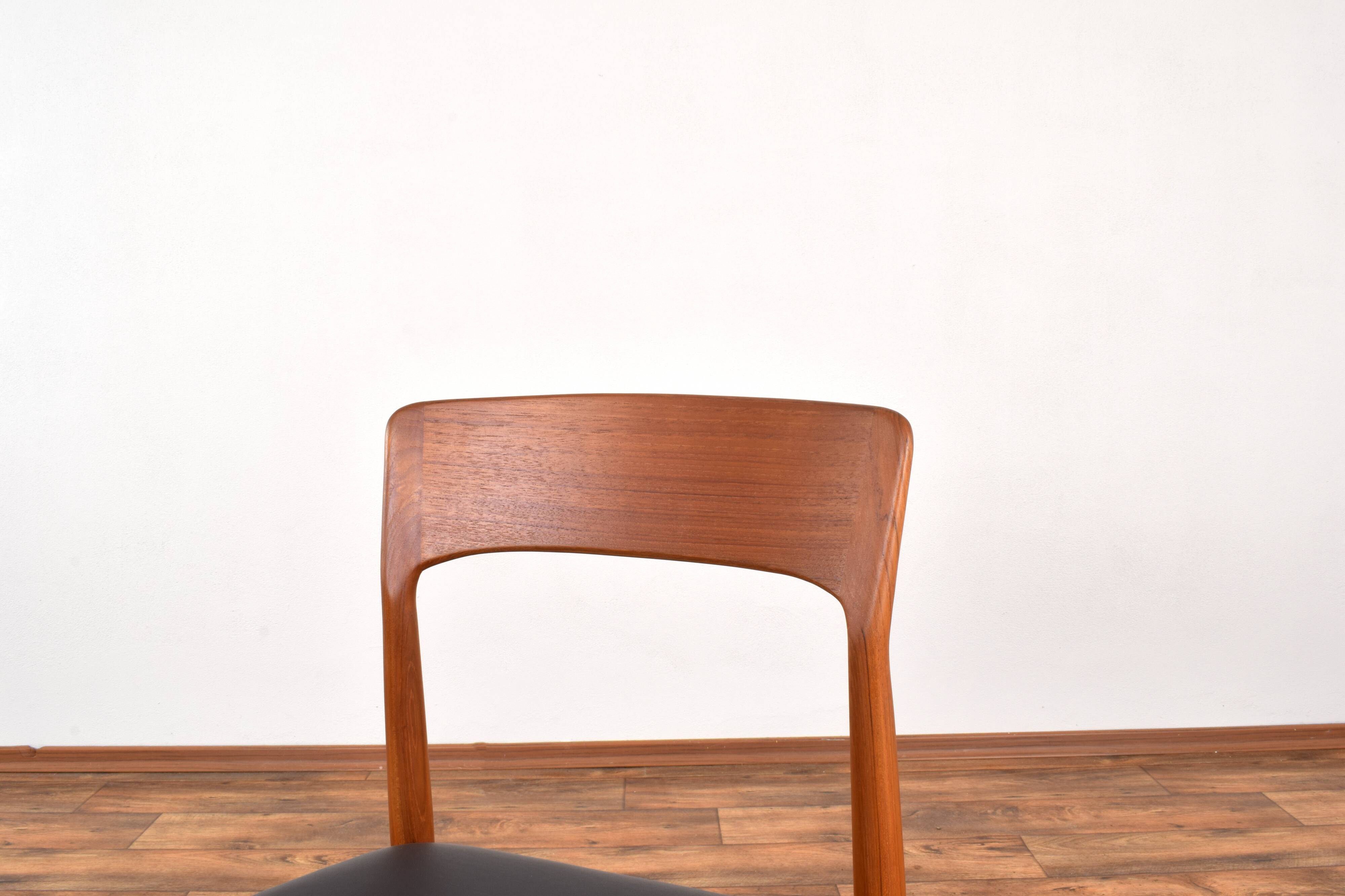 Danish teak and leather dining chairs by Henning Kjærnulf for Korup Stolefabrik, 1960s, set of 4