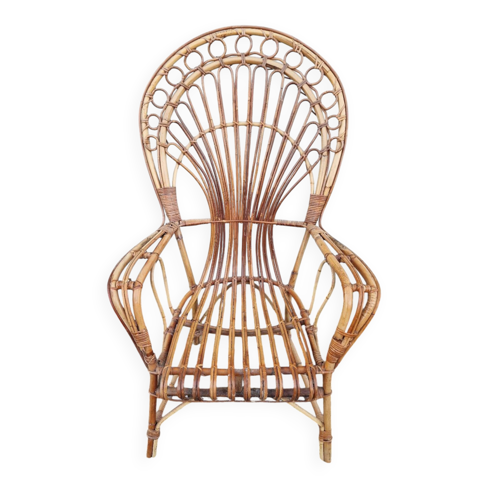 Emmanuelle style rattan wicker armchair