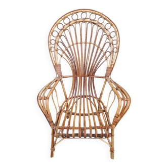 Emmanuelle style rattan wicker armchair