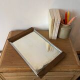 Old mirror and wood tray