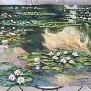 Oil painting on canvas water lilies nymlies signed chazap years 40-50