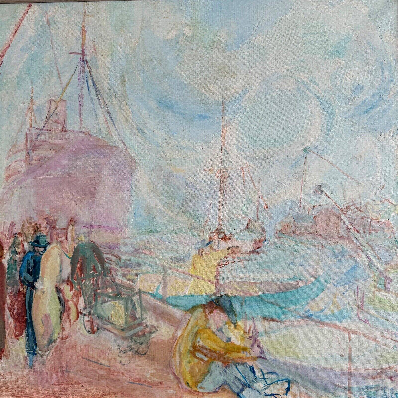 Oil on canvas representing the port of Nantes by J. Levy 20th century