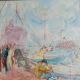 Oil on canvas representing the port of Nantes by J. Levy 20th century